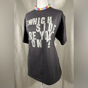 Ani DiFranco 2012 t-shirt. Cotton, double-sided. “Which Side Are You On?” L